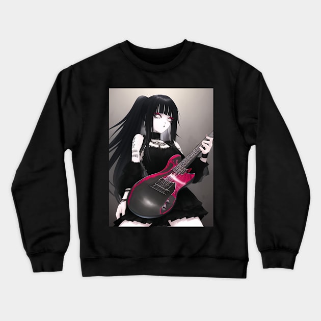 rock girl guitar lover Crewneck Sweatshirt by animegirlnft